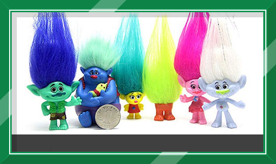 SET OF 6 TROLLS DOLLS